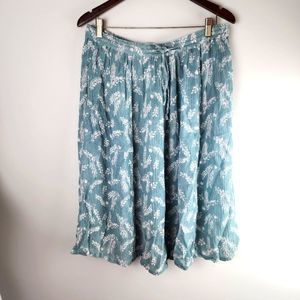 Orvis Women’s Aline All Over Leaf Design Gauze Fabric Skirt Medium